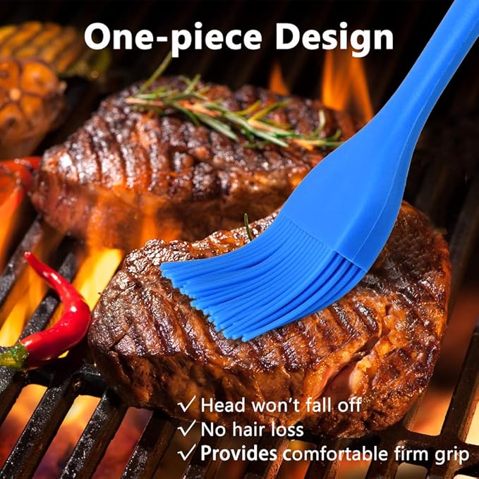 Hhyn Silicone Basting Brush Set 6 Pack Heat Resistant Pastry Brushes Spread Oil Butter Sauce for BBQ Grill Barbeque Kitchen Baking Cooking Pastries, 2 Large & 4 Small