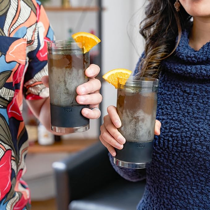 HOST Highball Cocktail Freeze Tumbler, Frozen Cocktail Glass, Double Walled Insulated Iced Coffee Tumbler, BPA Free Drink Cooler, 10 oz., Black