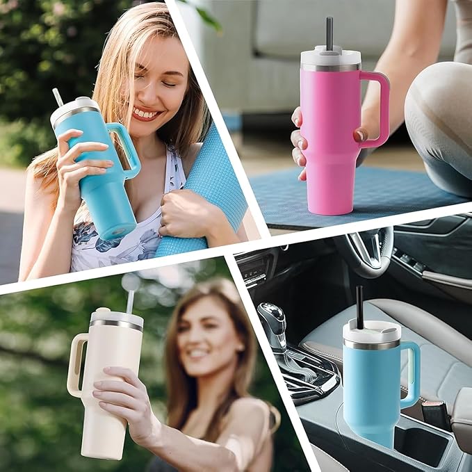 ALINK Clear Replacement Straws for Stanley 30 oz Tumbler, DISHWASHER SAFE, 6 Pack Reusable Plastic Straws Compatible with 30oz Stanley Adventure Quencher Cups, Plus Brush