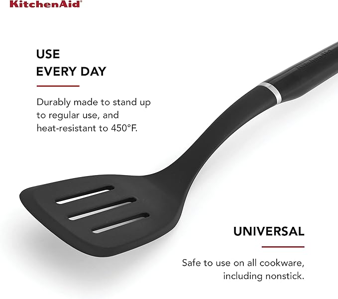 KitchenAid Classic Nylon Slotted Turner, 13.66-Inch, Black