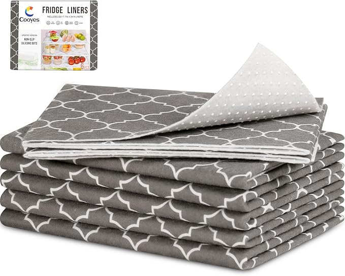 Cooyes Fridge Liners for Refrigerator, Drawer & Shelf Liners for Kitchen Cabinets Non-Adhesive, Breathable Cloth Material, Non-Slip, BPAfree, Machine Washable, Keep Produce Fresh Longer