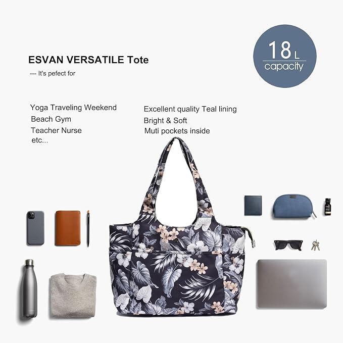 ESVAN Yoga Tote Bag Mat bag Women Shoulder Bags Carryall Tote - Image 6