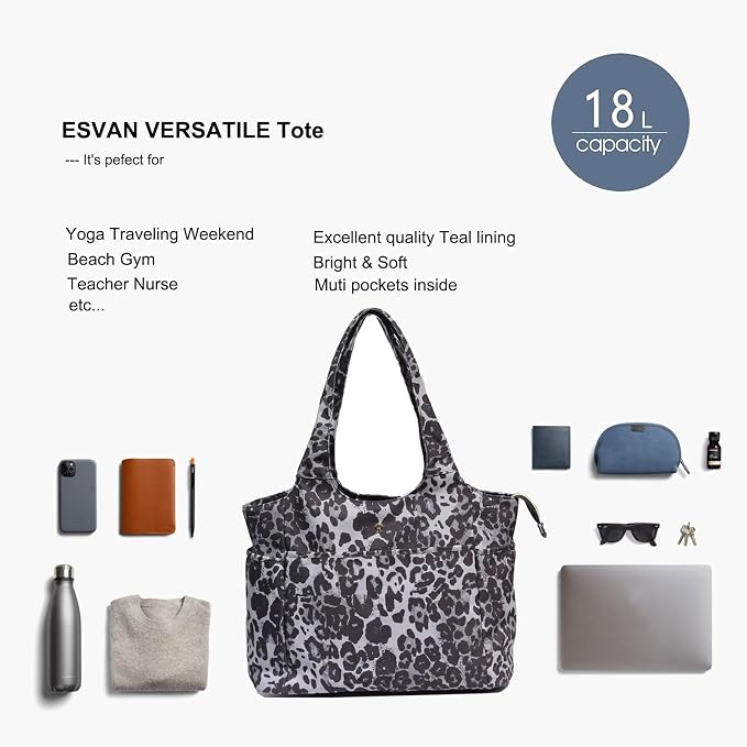 ESVAN Yoga Tote Bag Mat bag Women Shoulder Bags Carryall Tote - Image 6