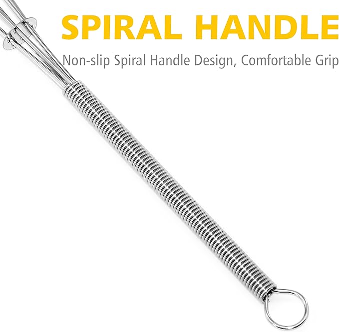 Anaeat Mini Wire Whisks, Set of 2 Portable Stainless Steel Kitchen Tiny Whisk & Egg Beater with Thick Wire - Sturdy Small Mixing Balloon for Cooking, Blending, Whiping, Beating and Stirring (5" + 7")