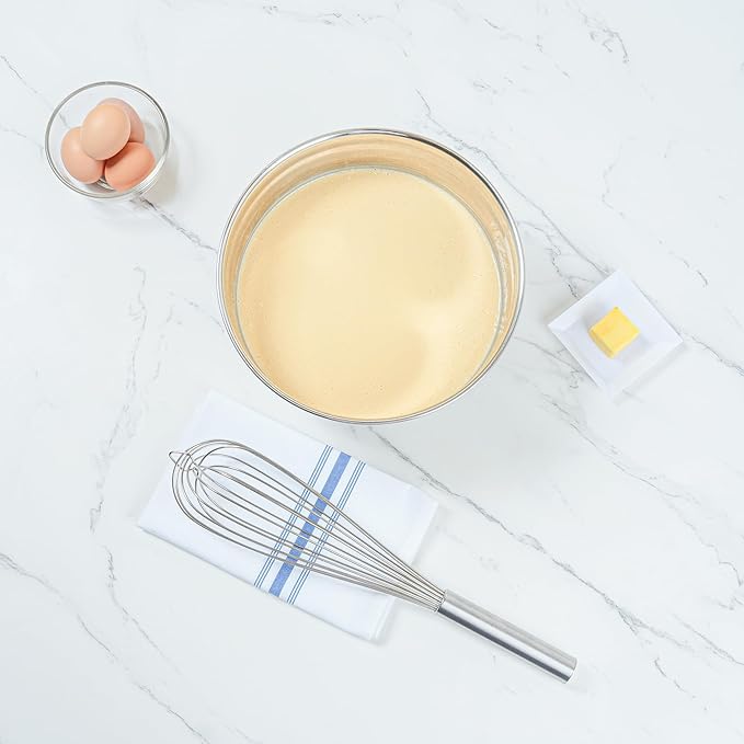 Restaurantware Met Lux 16 x 3 x 3 Inch Baking Whisk 1 French Whisk With Ergonomic Handle - Dishwashable Won't Corrode Stainless Steel Whisk For Whipping Baking Or Cooking