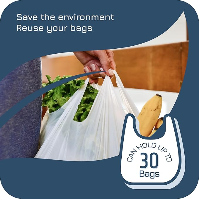 Wall-Mount Grocery Bag Dispenser | Space-Saving Design | Easy Install | Smudge-Proof, Fingerprint-Resistant Silver Dispenser Holds Maximum Bags