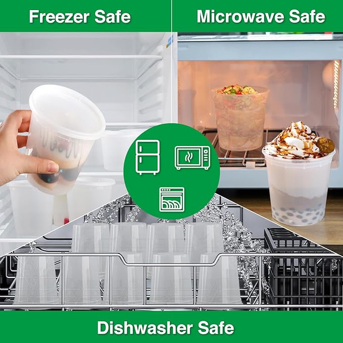 Deli Food Containers with Lids 30 oz-20 Pack Meal Prep Containers Food Storage Containers with Lids Stackable, Leakproof, BPA Free, Microwave Dishwasher Freezer Safe for Takeout Meal