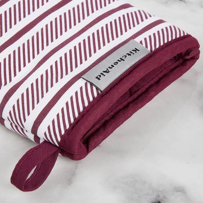 KitchenAid Albany Mini Oven Mitt 2-Pack Set, Beet, 5.5"x8"