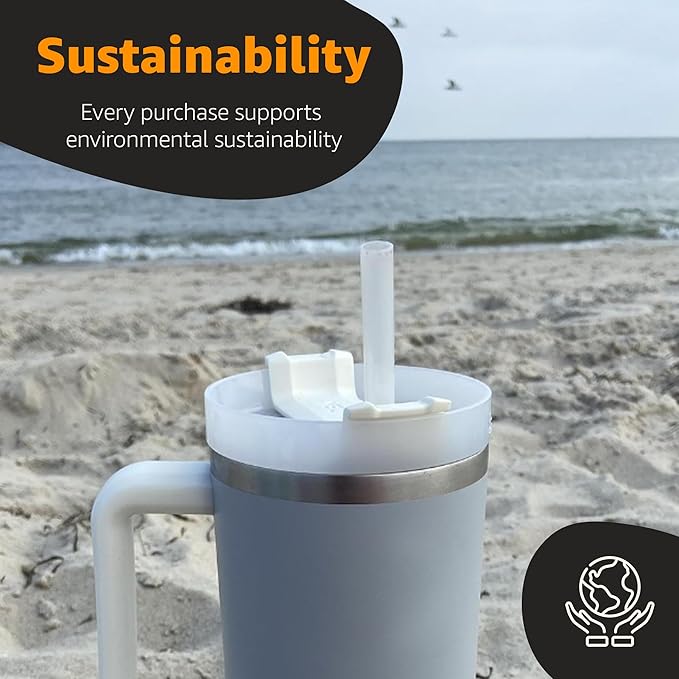 Jmoe USA 12" Replacement Straws for Stanley 40oz & 30oz Tumblers | Fits Reduce 50 oz & 40 oz Cold1 Tumblers | 6-Pack of Reusable Plastic Straws With Cleaning Brush | Food Grade & BPA Free (White)