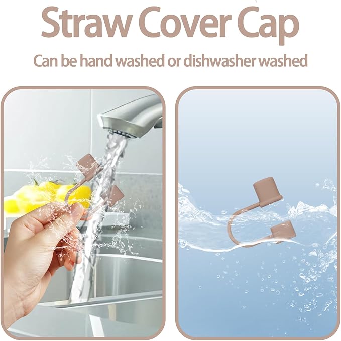6PCS Silicone Straw Covers Cap Compatible with Stanley Cup 30-40 oz Tumbler with Handle 10mm Straw Toppers Reusable Cover for Stanley Cup Accessories