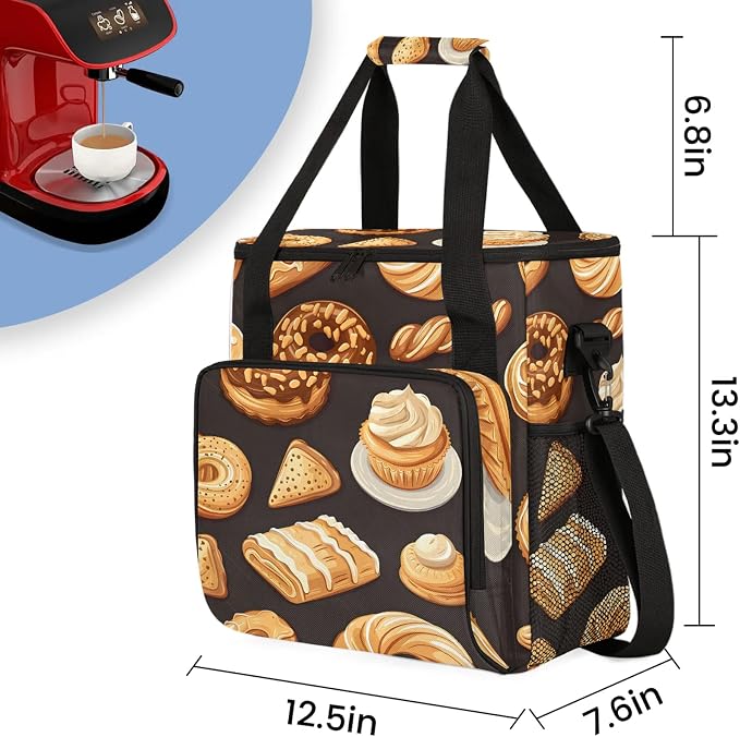Bakery Coffee Maker Travel Bag, Bread Food Insulated Grocery Bag Travel Picnic - Image 2