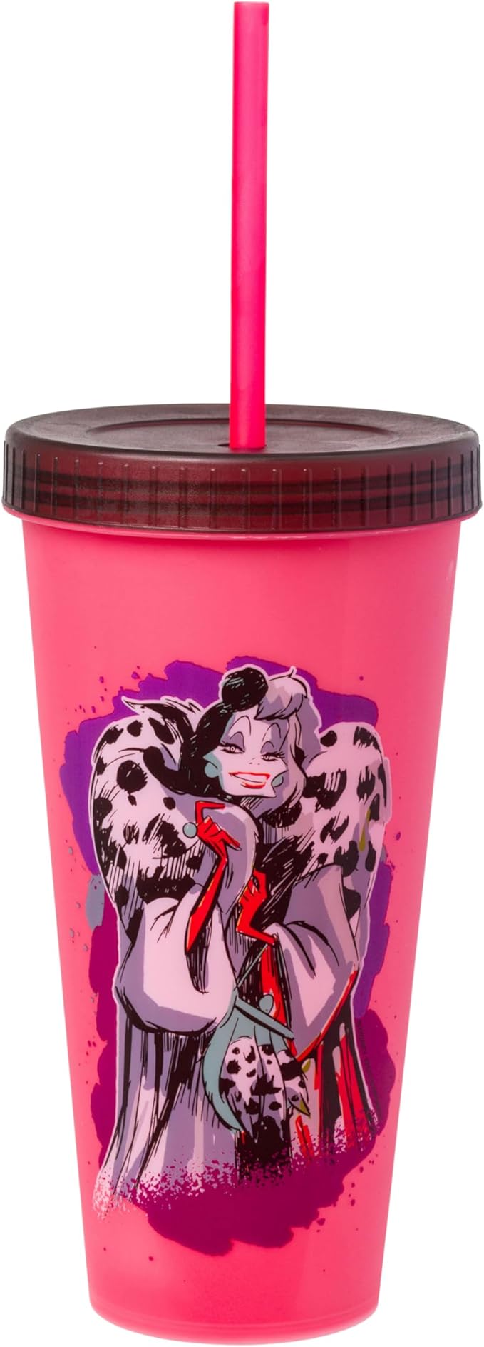 Silver Buffalo Disney Villains 4 pack Color Change Plastic Tumbler Featuring The Evil Queen, Cruella De Vil, Ursula, and Maleficent, 24 Ounces