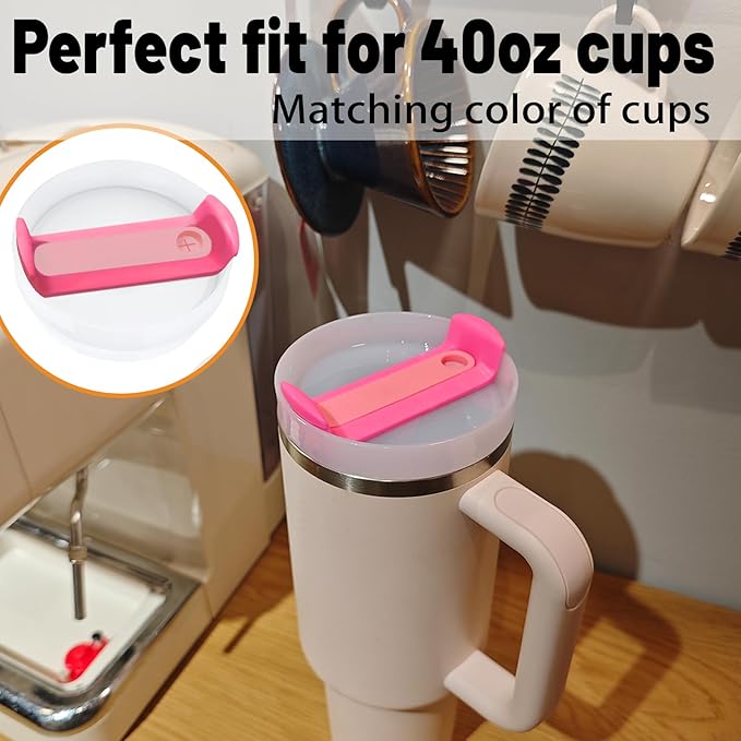 40 OZ Tumbler Lid Replacement Fit for Stanley Cup, 2 Pack Replacement Lids Fit for Stanley Travel Tumbler, Spill Proof Tumbler Covers for Stanley Cup Accessories (Opaqu - Hot Pink)