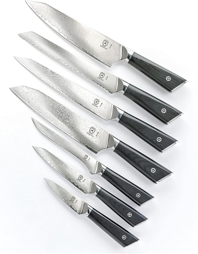 Mercer Culinary Premium Grade Super Steel 8-Piece Knife Set with Magnetic Stand, G10 Handles