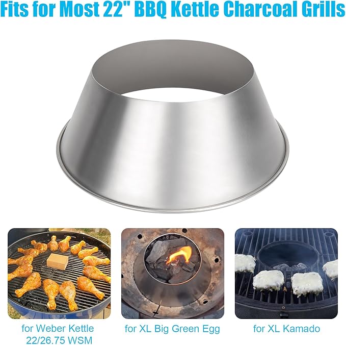 BBQ Whirlpool for Weber Kettle 22/26.75 WSM Smokey Mountain,XL Kamado,XL Big Green Egg,Stainless Steel Barbecue Charcoal Grill