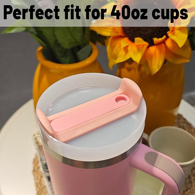 40 OZ Tumbler Lid Replacement Fit for Stanley Cup, 2 Pack Replacement Lids Fit for Stanley Travel Tumbler, Spill Proof Tumbler Covers for Stanley Cup Accessories (Opaque - Peachy)
