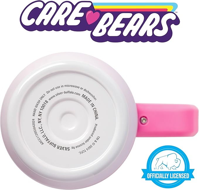Silver Buffalo Care Bears Watercolor Heart Ombre Stainless Steel Tumbler with Handle and Straw, Fits in Standard Cup Holder, 40 Ounces