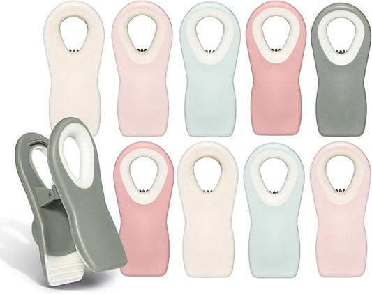 COOK WITH COLOR Bag Clips with Magnet- Chip Clips, Food Storage with Airtight Seal Grip for Bread, Snack and Food Bags (Green and Pink, Pack of 10)