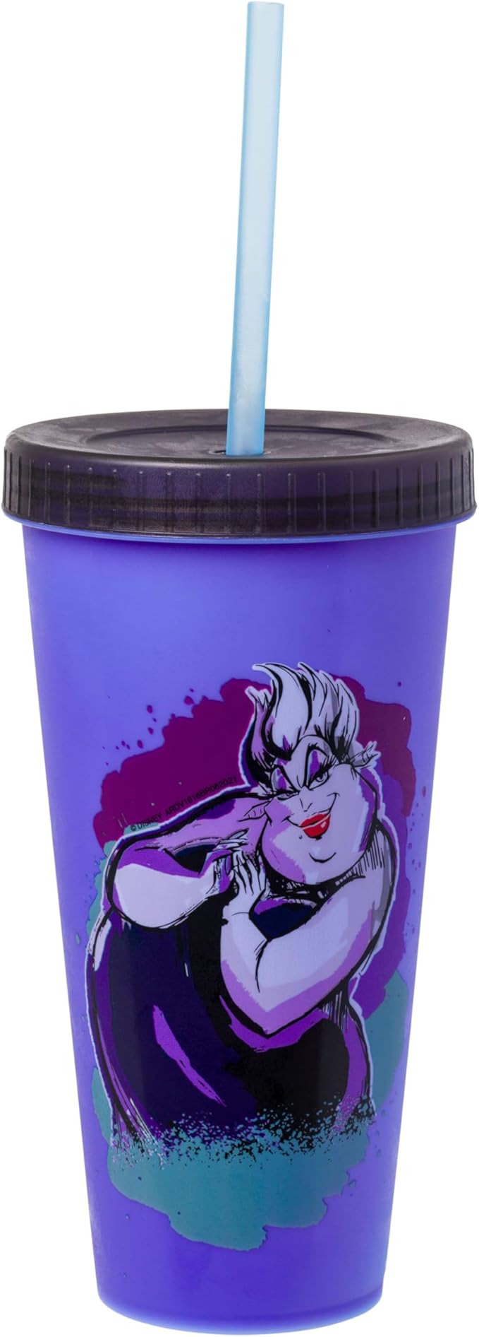 Silver Buffalo Disney Villains 4 pack Color Change Plastic Tumbler Featuring The Evil Queen, Cruella De Vil, Ursula, and Maleficent, 24 Ounces