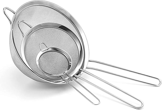 Cuisinart Mini Prep Plus Food Processor, 4 Cup, Brushed Stainless & Mesh Strainers, 3 Pack Set, CTG-00-3MS