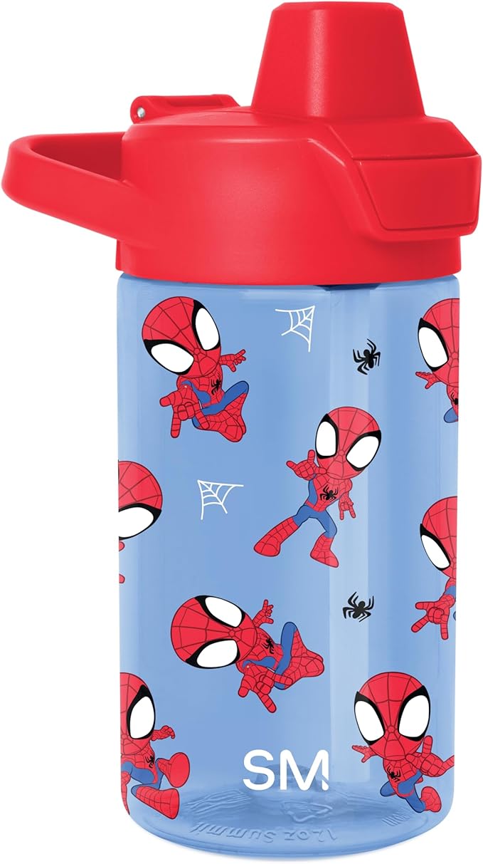 Simple Modern Marvel Kids Tritan Plastic Summit Water Bottle | 12 oz BPA-Free Cup with Covered Leak Proof Straw Lid for Boys, Toddlers | Spidey Webs