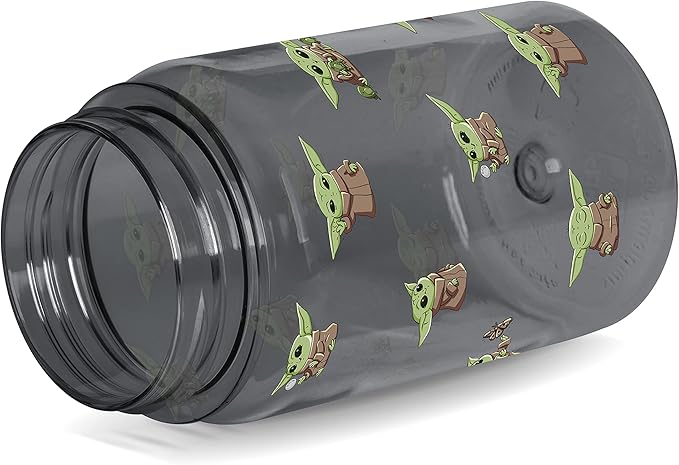 Simple Modern Star Wars The Mandalorian Baby Yoda Grogu Kids Water Bottle Plastic BPA-Free Tritan Cup with Leak Proof Straw Lid | Durable for Toddlers, Boys | Summit Collection | 12oz