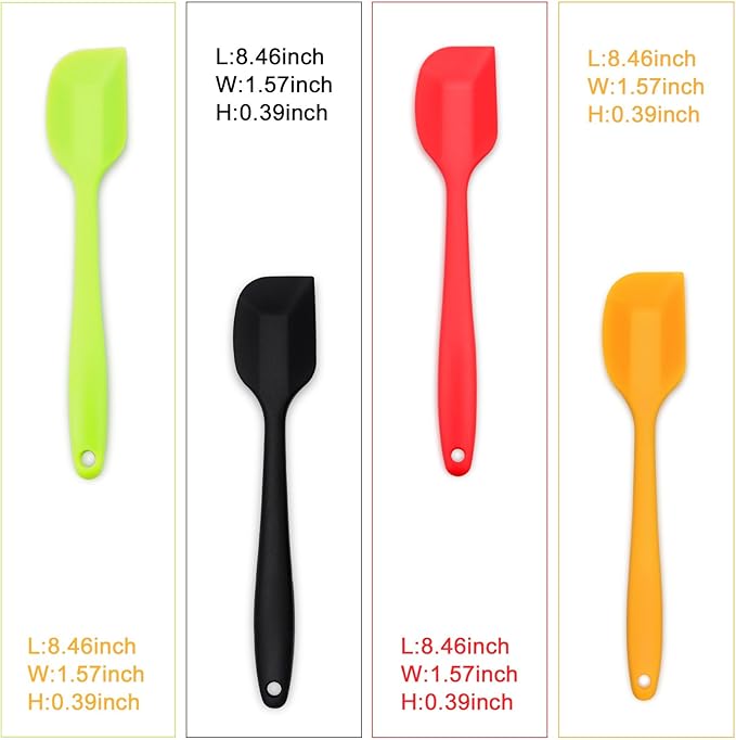 4-Piece Silicone Spatula, Heat-Resistant Non-stick Rubber Spatulas with Stainless Steel Core