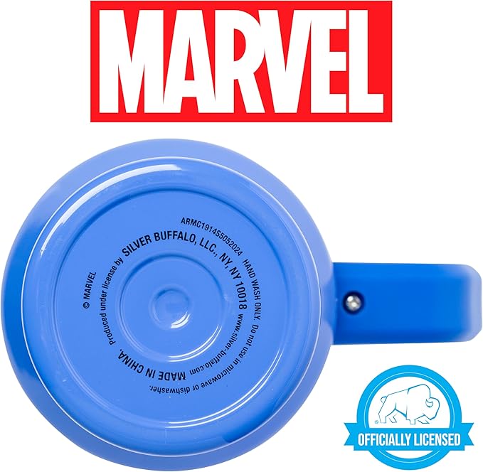 Silver Buffalo Marvel Captain America Shield Stainless Steel Tumbler with Handle and Straw, Fits in Standard Cup Holder, 40 Ounces