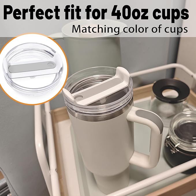 40 OZ Tumbler Lid Replacement Fit for Stanley Cup, 2 Pack Clear Replacement Lids Fit for Stanley Travel Tumbler, Spill Proof Tumbler Covers for Stanley Cup Accessories (Clear - Frost)