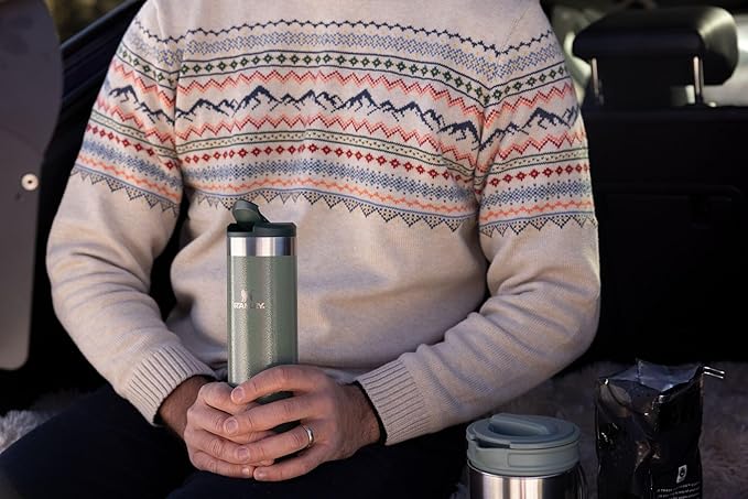 Stanley AeroLight Transit Bottle 16 oz | Locking Drink Through Lid | Leak Resistant Water Bottle or Coffee Travel Mug | Lightweight Insulated Stainless Steel | BPA-Free | Cream