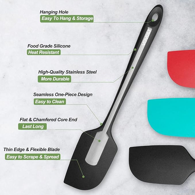 3 Pack Large Silicone Spatula for Kitchen,600°F Heat resistant Rubber Spatulas for Baking,Cooking, Scraping,and Mixing,Non Stick Kitchen Utensils, BPA Free, 11.2 IN, Multicolors