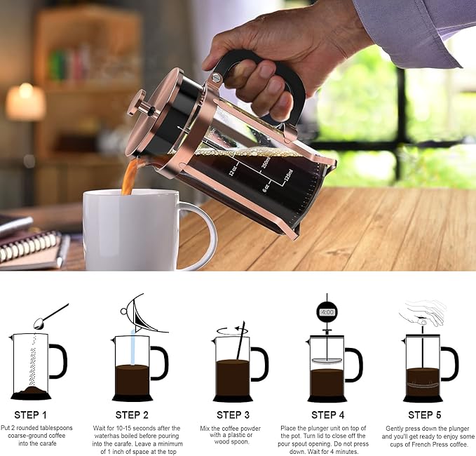 QUQIYSO Coffee Maker 304 Stainless Steel French Press - Image 6
