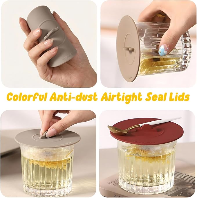 6PCS Silicone Cup Lids Mug Cover, Colorful Food Grade Anti-dust Airtight Seal - Image 7