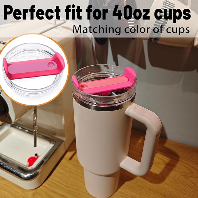 40 OZ Tumbler Lid Replacement Fit for Stanley Cup, 2 Pack Clear Replacement Lids Fit for Stanley Travel Tumbler, Spill Proof Tumbler Covers for Stanley Cup Accessories (Clear - Hot Pink)