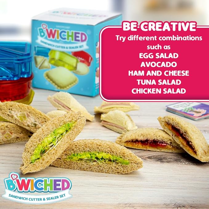 Sandwich Cutter and Sealer - Crustless Sandwich Maker - Cut and Seal - Lunch Box and Bento Box - Boys, Girls, Kids Lunch - Sandwich Cutters for Kids - Triangle, Circle, Square