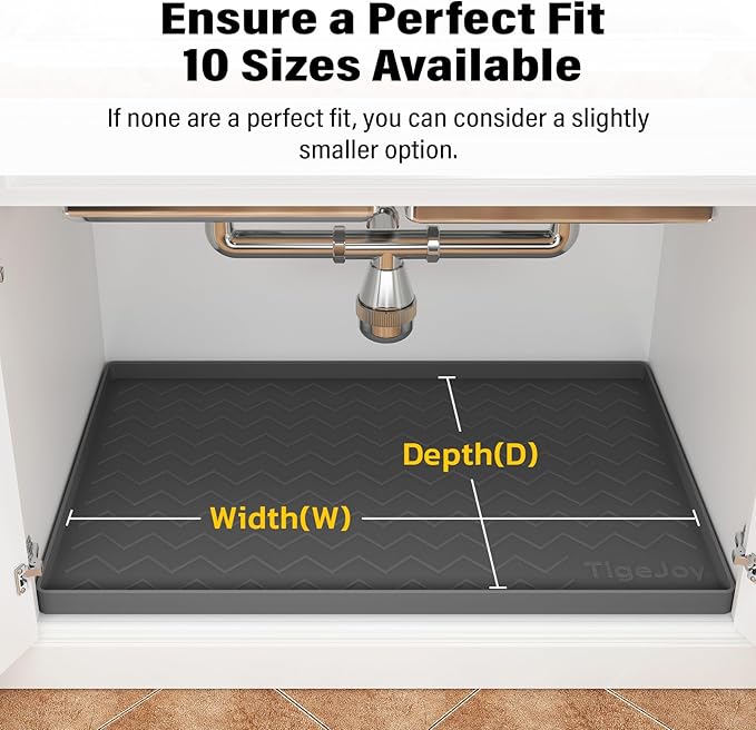 TigeJoy 34" x 19" Under Sink Mats for Kitchen Waterproof, Leak-Proof Silicone Mat Sink Protector and Cabinet Liner, Kitchen Essentials Organizer and Storage, Boot or Shoe Tray, Pet Feeding Mat