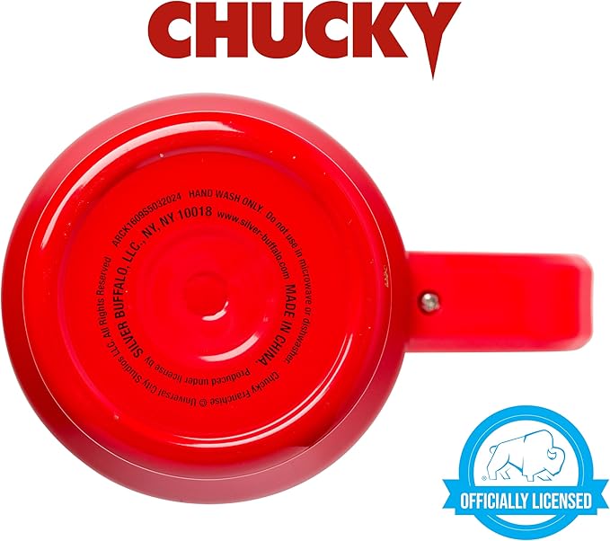 Silver Buffalo Chucky Wanna Play Stainless Steel Tumbler with Handle and Straw, Fits in Standard Cup Holder, 40 Ounces