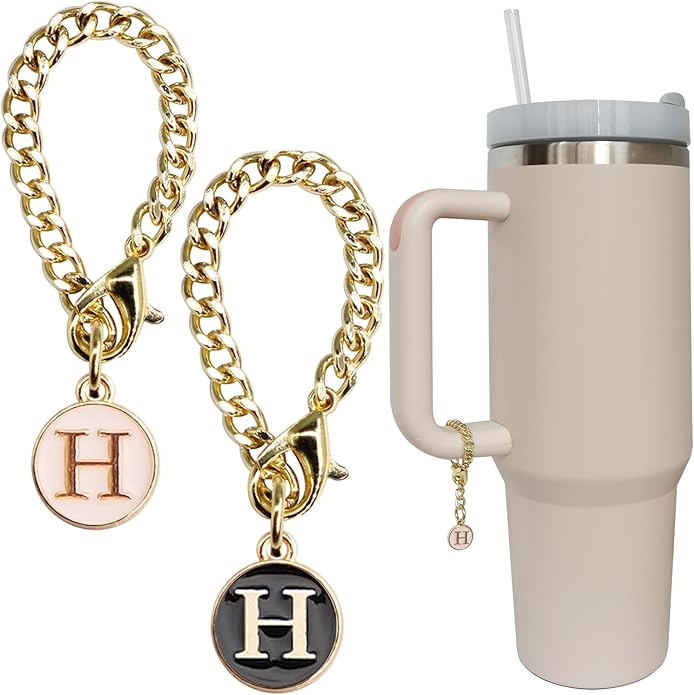 Letter Charm Accessories for Stanley Cup 2PCS Initial Name ID Personalized Handle Charm for Stanley Tumbler
