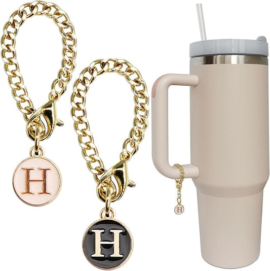 Letter Charm Accessories for Stanley Cup 2PCS Initial Name ID Personalized Handle Charm for Stanley Tumbler