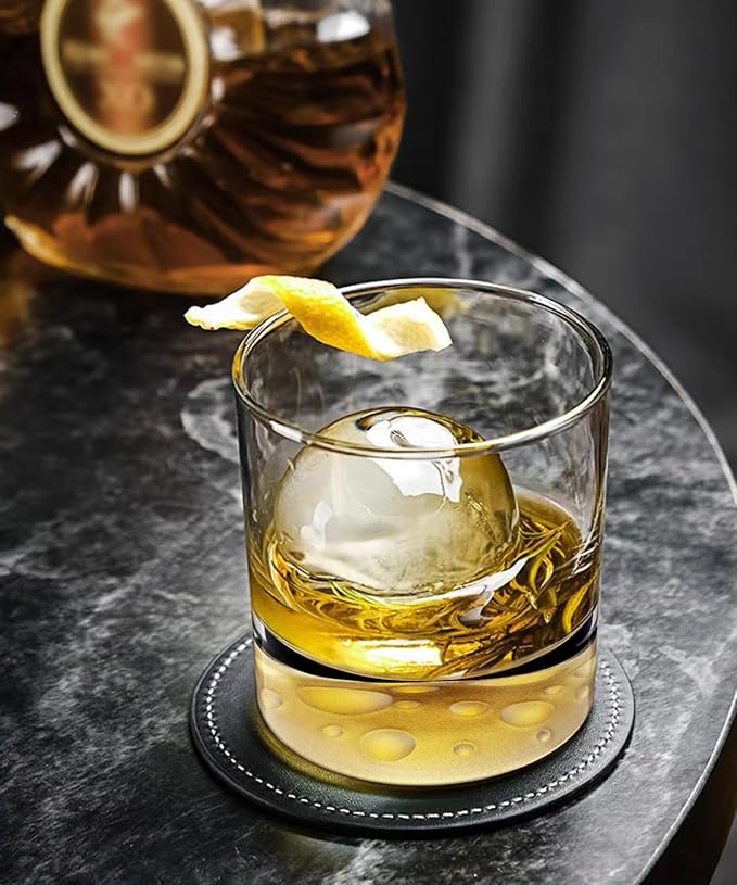 Creative Moonbottom Whiskey Glasses Set of 4, Old Fashioned and Cocktail Glasses (Frosted bottom set of 4), gift for amateur astronomer