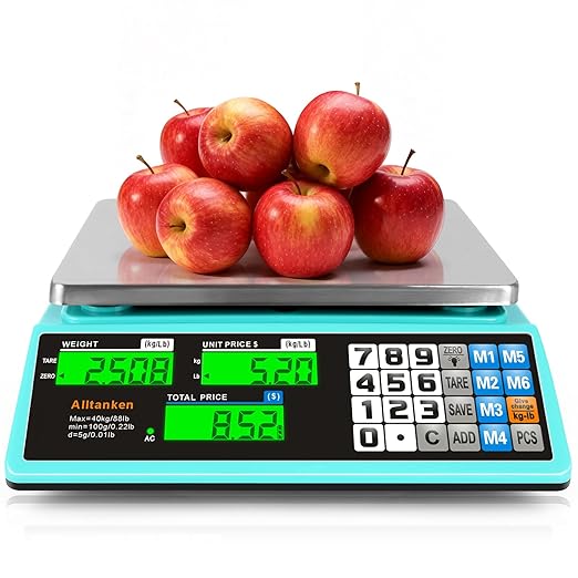 88lb/40kg Commercial Food Scale, Digital Price Computing Scale with Counting Feature, Outdoor Market Food Scale Dual LCD for Farmers Markets, Butchers, Retail Stores