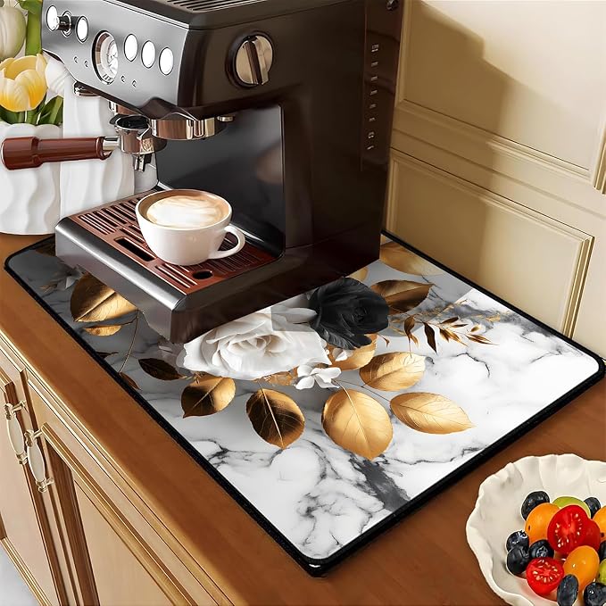 Black White Rose Stove Top Cover 28.3 x 20.5 Inches, Heat Resistant Glass Stove - Image 3