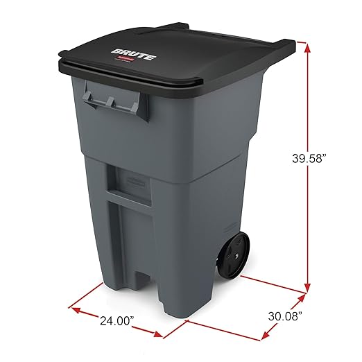 Rubbermaid Commercial Products BRUTE Rollout Trash/Garbage Can/Bin with Wheels, 50 GAL, Blue, for Restaurants/Hospitals/Offices/Back of House/Warehouses, Pack of 2