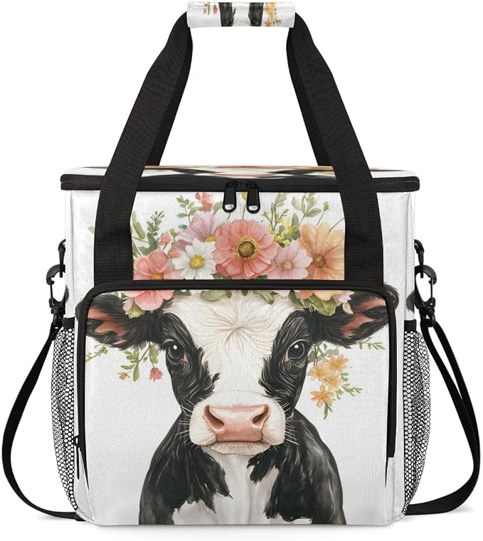 Floral Cow Coffee Machine Bag Compatible by BICUUZHI
