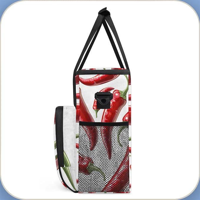 Chili Peppers Coffee Maker Travel Bag, Food Insulated Grocery Bag Travel Picnic - Image 4