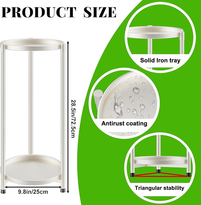 2 Tier Plant Stand Indoor Tall, Metal Flower Pot Stands Outdoor Holders Plant - Image 2