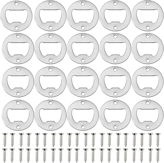Homend 100Pack Wall Mount Bottle Openers, Mounting Hardware Included, Vintage Rustic Bar(Wood Block is not Included) (Silver)
