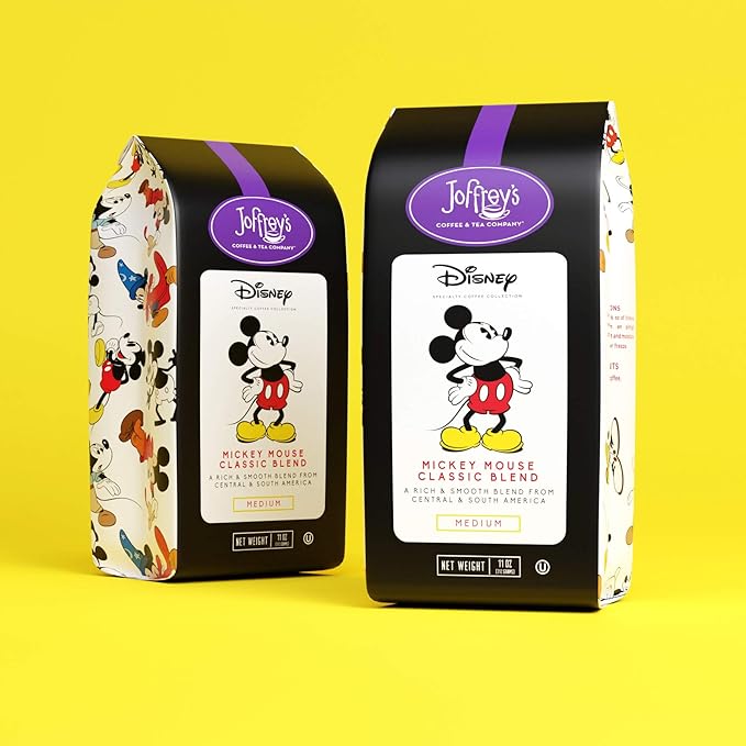 Joffrey's Coffee - Disney Mickey Mouse Classic Blend | Artisan Medium Roast, Arabica Coffee Beans, Smooth & Rich Flavor, Brew or French Press (Whole Bean, 11 oz)