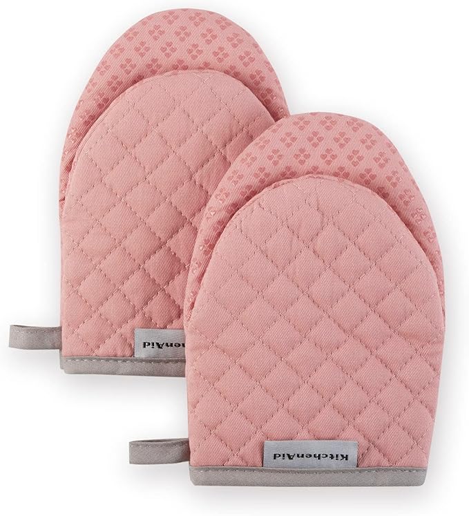 KitchenAid Asteroid Mini Oven Mitt Set, 5.5"x8", Dried Rose, 2 Piece