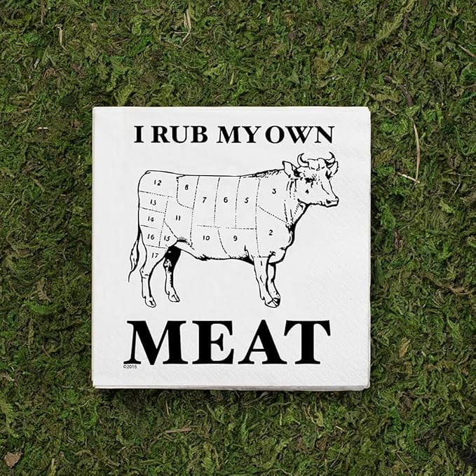 Twisted Wares - Funny Cocktail Napkins - I RUB MY OWN MEAT - Boutique Cocktail Napkins - Perfect for any Celebrations 5"X5" (20 Pack)